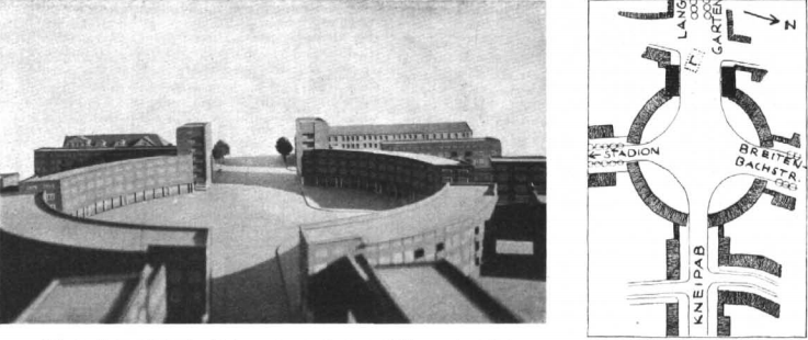 Plan i makieta placu i zabudowy na miejscu Bramy Żuławskiej, proj. Martin Kiessling, 1928 rok