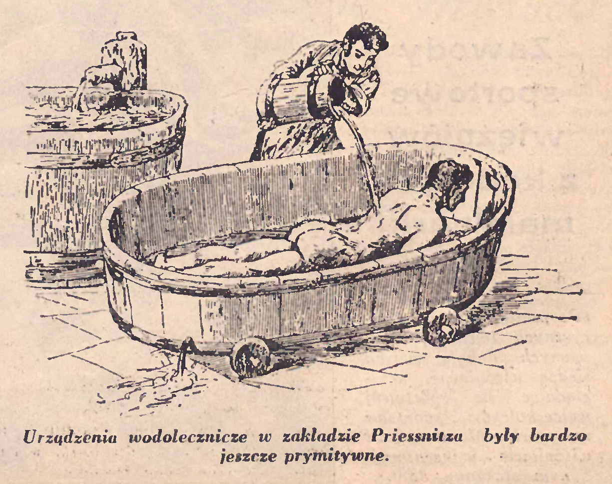 Urządzenia wodolecznicze w zakładzie Priessnitza były bardzo jeszcze prymitywnie. 