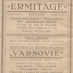Reklama restauracji "Ermitage", Hundegasse 96 (ob. ul. Ogarna), Ilustrowany przewodnik po Gdańsku i okolicy, 1921, polona.pl/item/1329252/39/