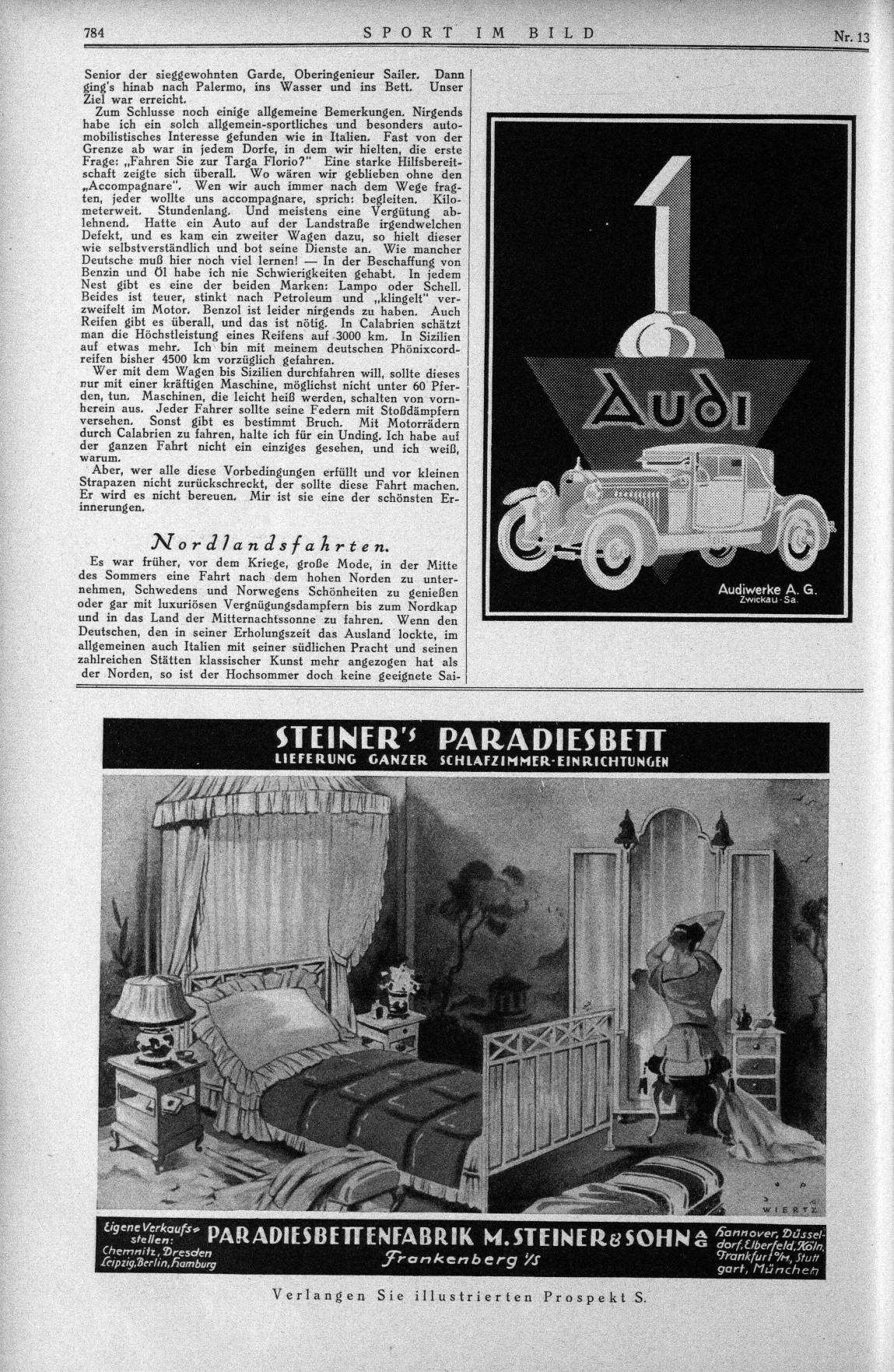 Paradiesbettenfabrik Steiner und Sohn AG, Audi, 1924 anno.onb.ac.at/cgi-content/anno-plus?aid=sib&datum=1924&page=712&size=45