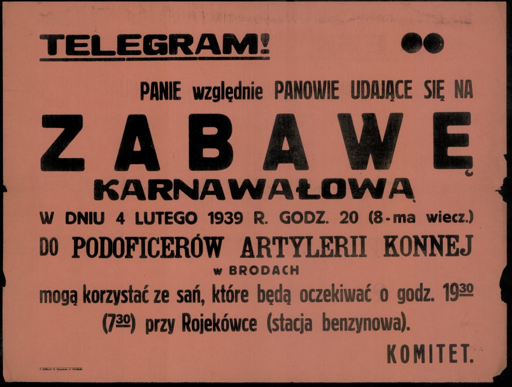 Zaproszenie na zabawę karnawałową. 4. lutego 1939 roku polona.pl