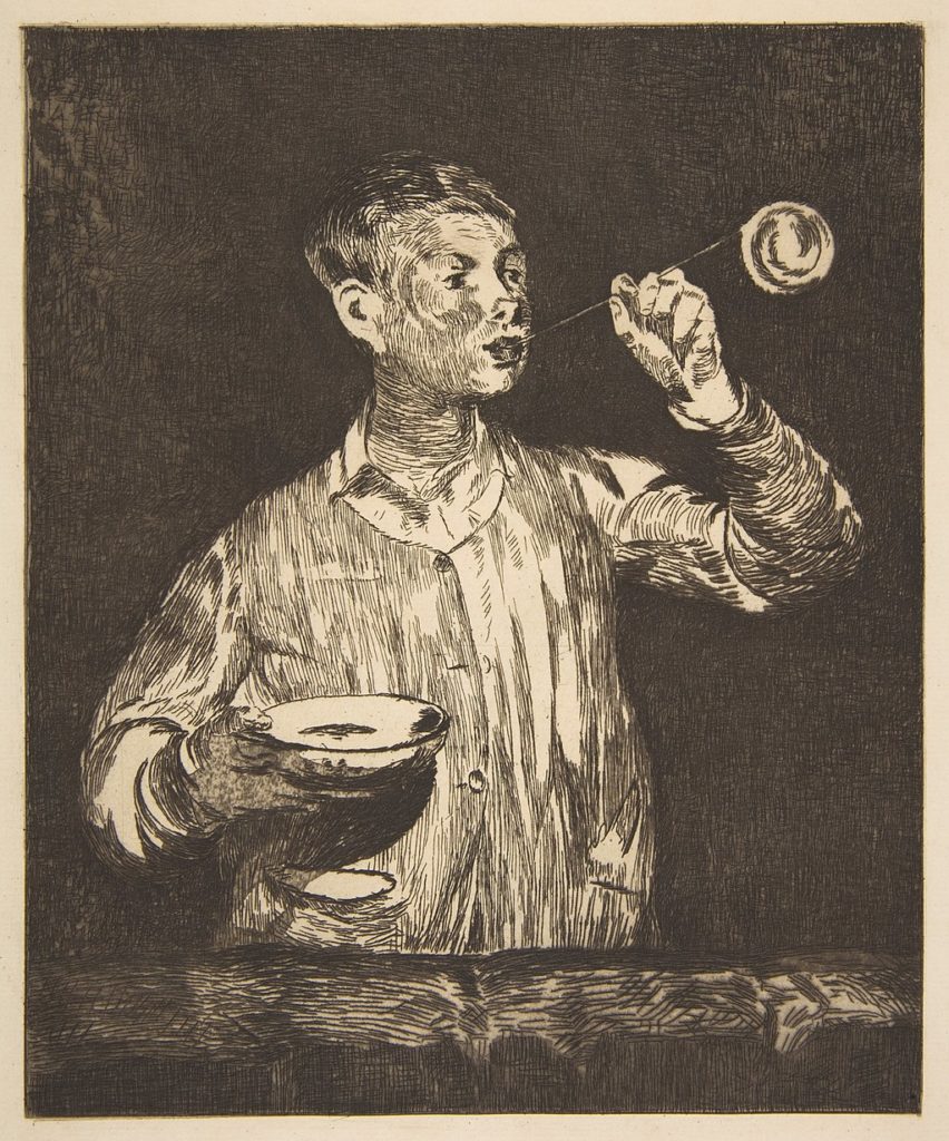 Eduardo Manet "Chłopiec puszczający banki" 1867-69, rysunek https://www.metmuseum.org/art/collection/search/337411