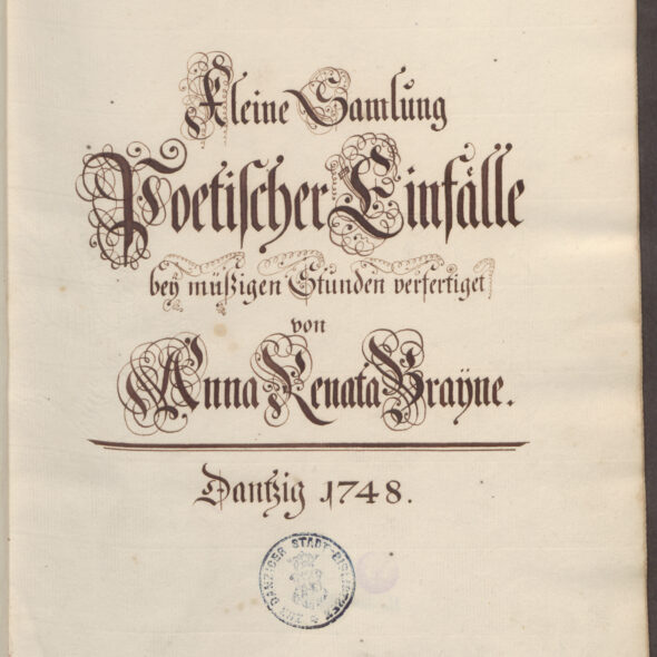 Karta tytułowa rękopisu Anny Renaty Breyne z 1748 roku