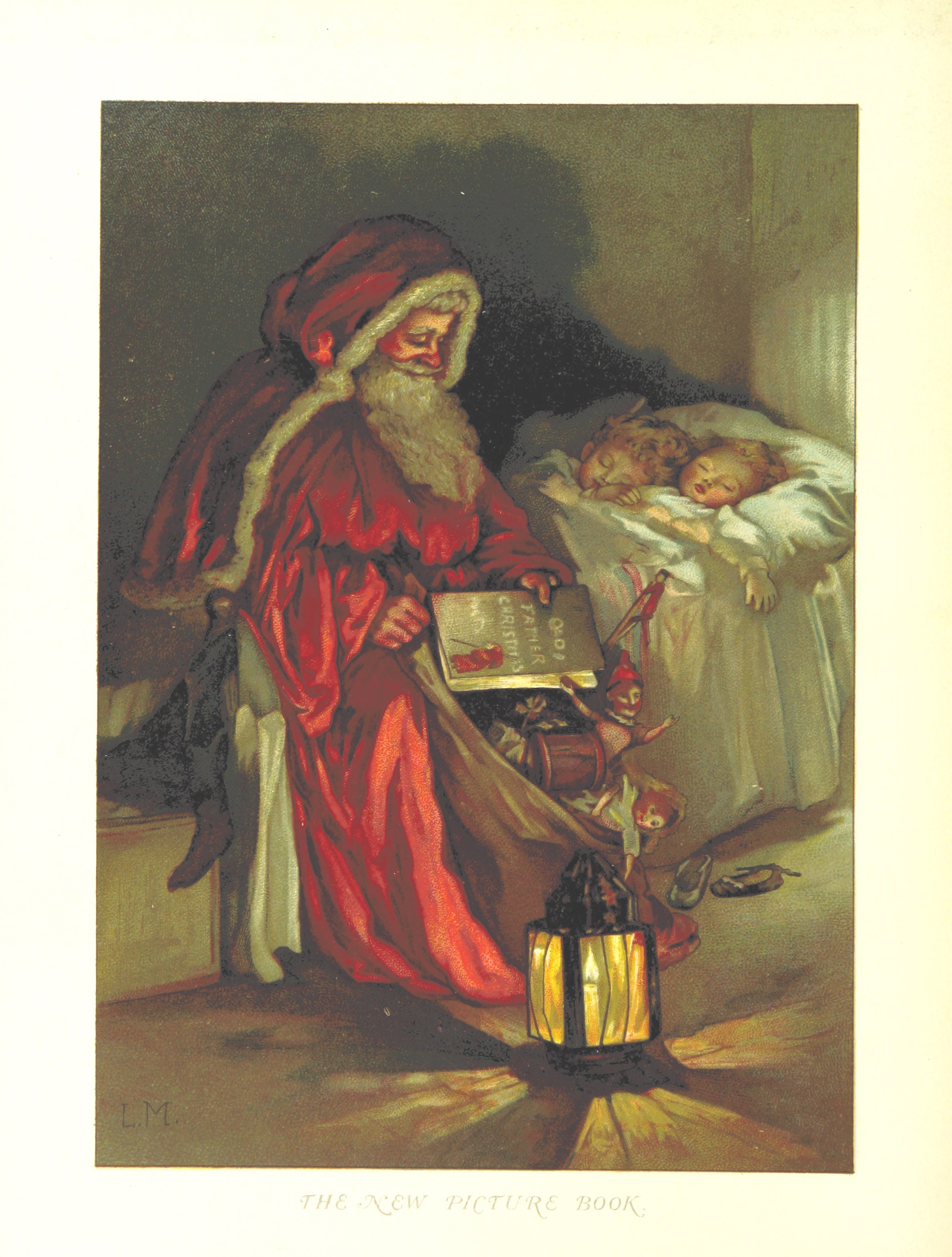 Święty Mikołaj przychodzi w nocy, pocztówka ze zbiorów British Library, 1888, flic.kr/p/i4hecD