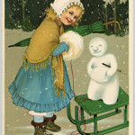 Dziewczynka i bałwanek, ze zbiorów norweskiej Biblioteki Narodowej, 1916 flic.kr/p/iqbqmt