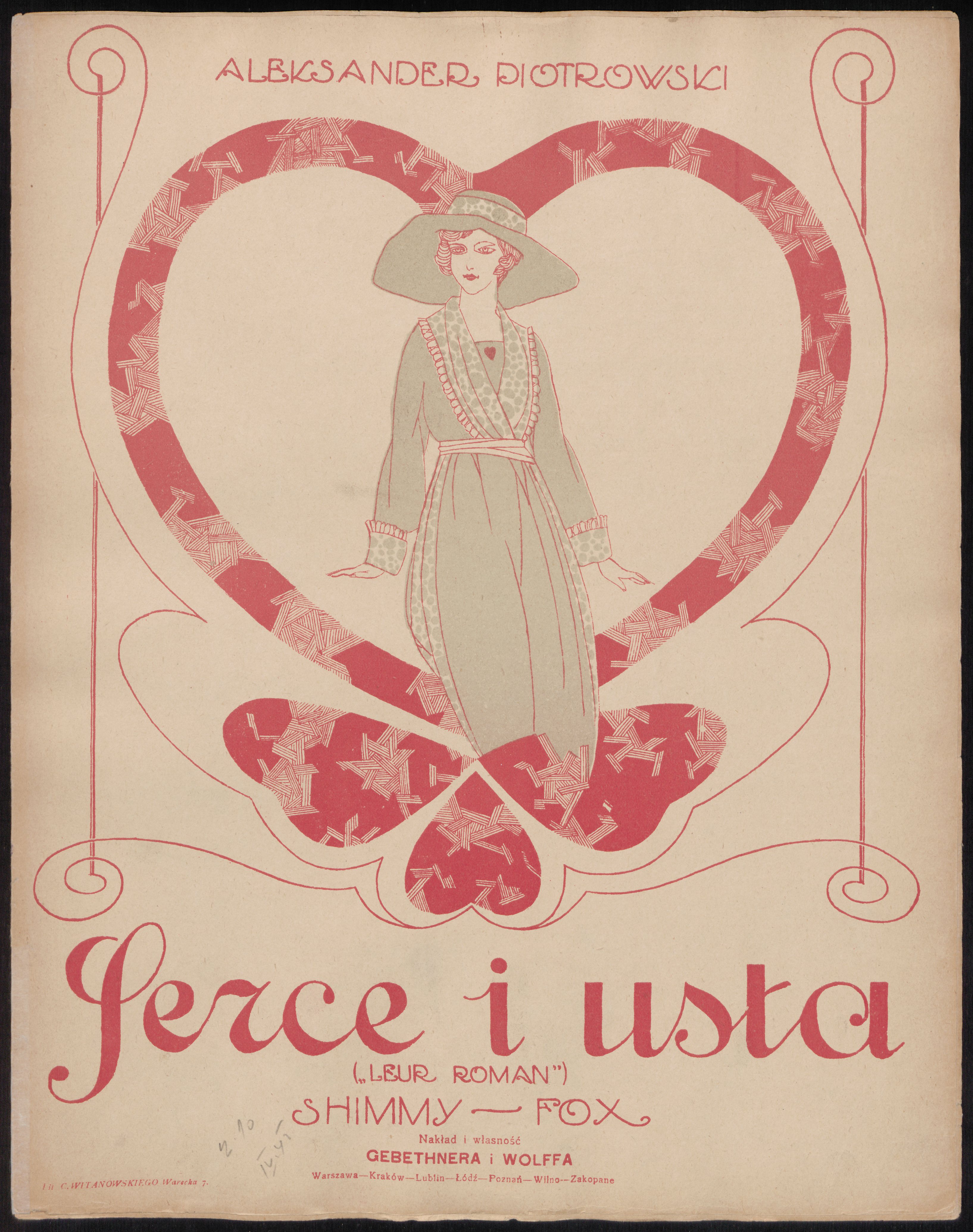 Serce i usta, okładka partytury 1923 rok polona.pl/item/serce-i-usta