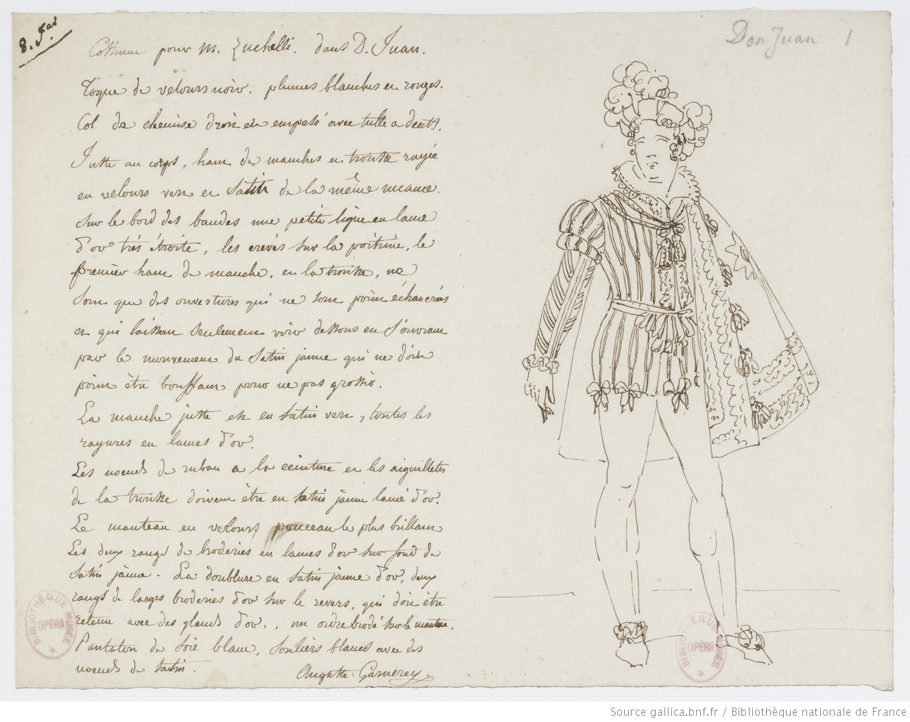Auguste Garneray, kostium Don Juana, 1824, rysunek, gallica.bnf.fr